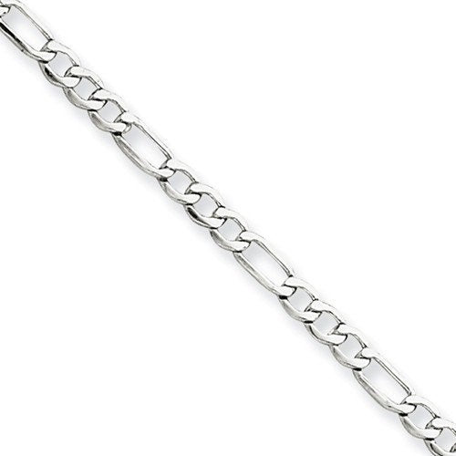 14k white gold 2.5mm lightweight figaro bracelet anklet choker necklace pendant chain