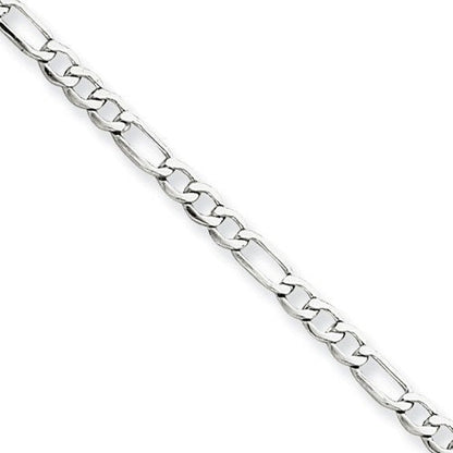 14k white gold 2.5mm lightweight figaro bracelet anklet choker necklace pendant chain