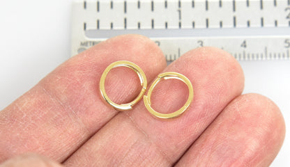 14k yellow gold classic huggie hinged hoop earrings 11mm x 2mm