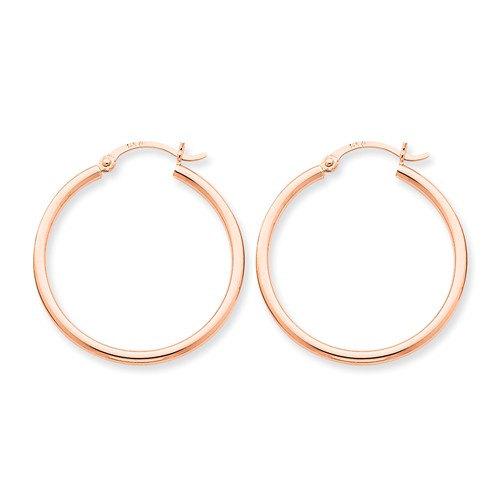 14k rose gold classic round hoop earrings 30mm x 2mm