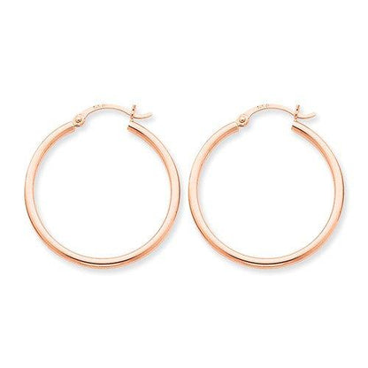 14k rose gold classic round hoop earrings 30mm x 2mm