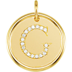 14K Yellow Rose White Gold Genuine Diamond Uppercase Letter G Initial Alphabet Pendant Charm Custom Made To Order Personalized Engraved