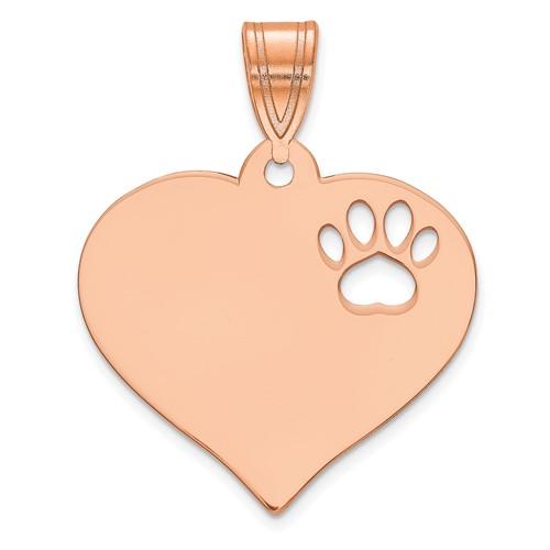 14k 10k yellow rose white gold or sterling silver paw print cut out personalized pendant charm