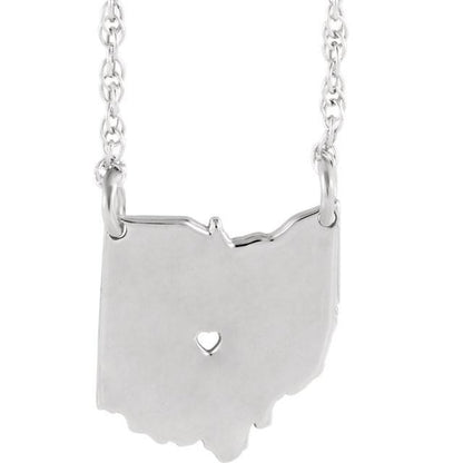 14k gold 10k gold silver ohio oh state map necklace heart personalized city