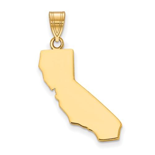 14k gold or sterling silver california ca state pendant charm personalized monogram