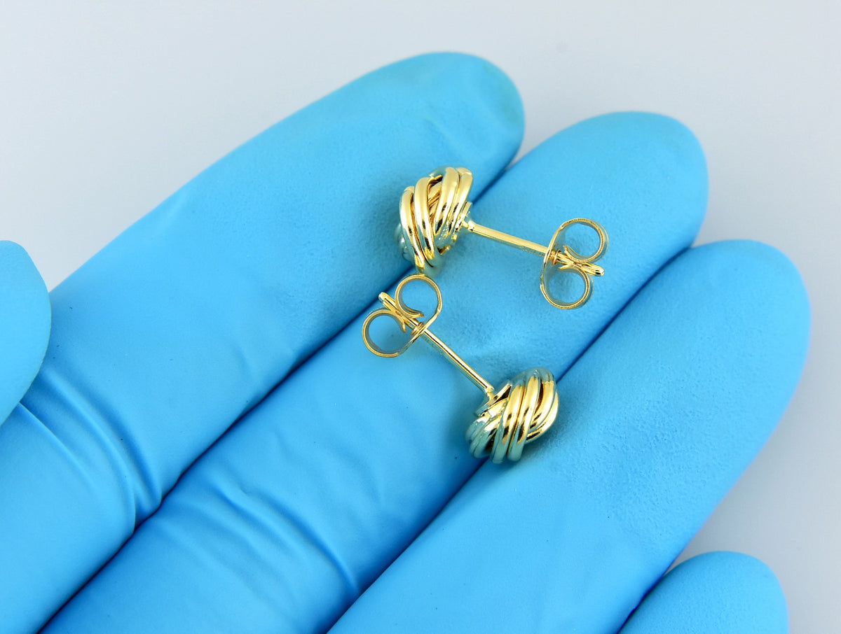 14k yellow gold 9mm classic love knot post earrings ckltl1123