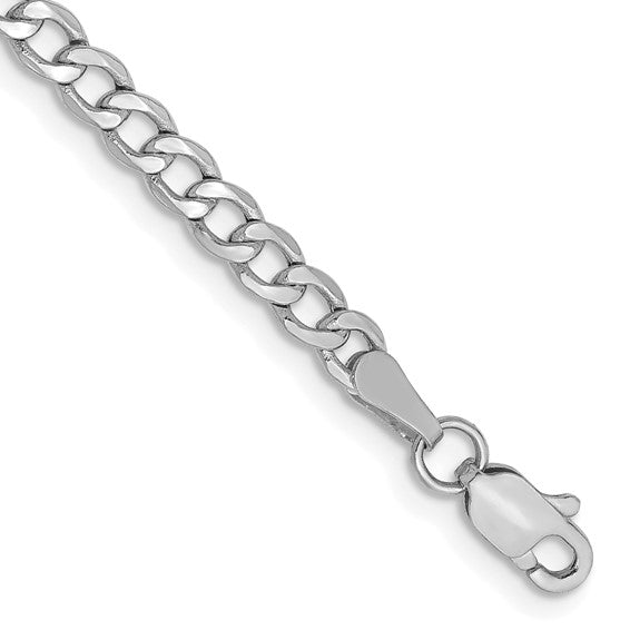 14K White Gold 3.35mm Curb Bracelet Anklet Choker Necklace Pendant Chain
