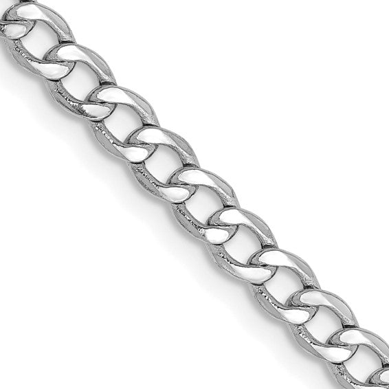 14k white gold 3.35mm curb bracelet anklet choker necklace pendant chain