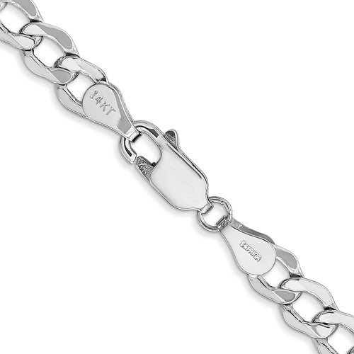 14K White Gold 5.25mm Curb Bracelet Anklet Choker Necklace Pendant Chain
