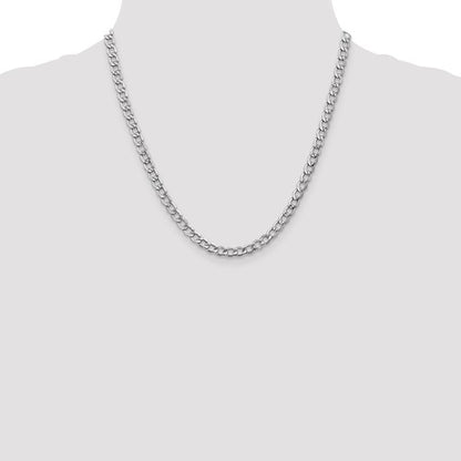 14k white gold 5.25mm curb bracelet anklet choker necklace pendant chain