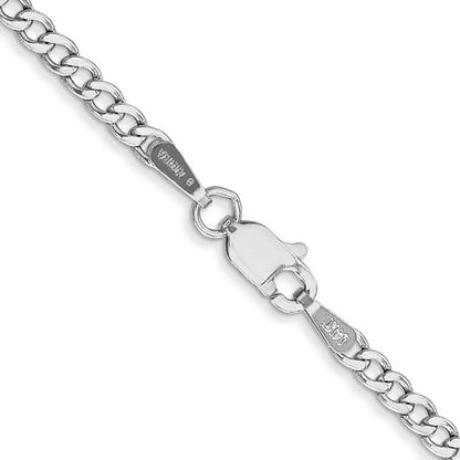 14k white gold 2.5mm curb bracelet anklet choker necklace pendant chain