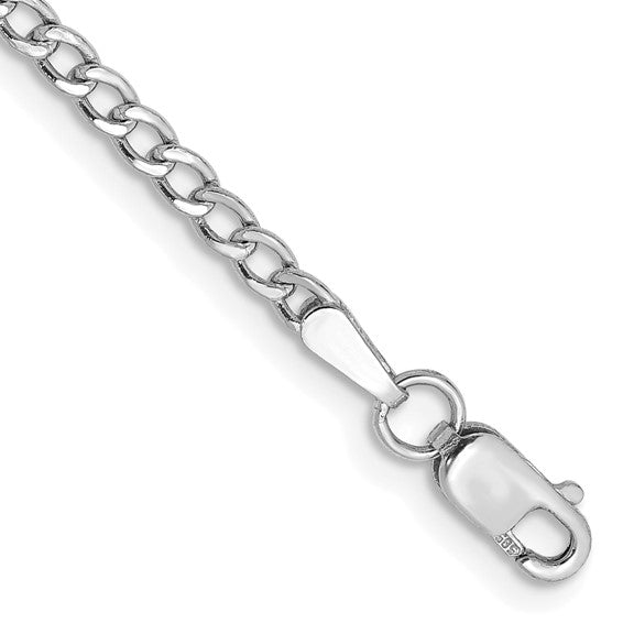 14k white gold 2.5mm curb bracelet anklet choker necklace pendant chain