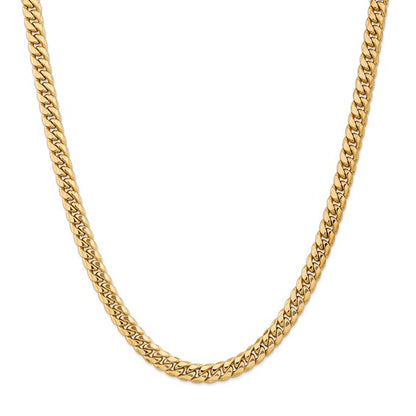 14k yellow gold 7.3mm miami cuban link bracelet anklet choker necklace pendant chain