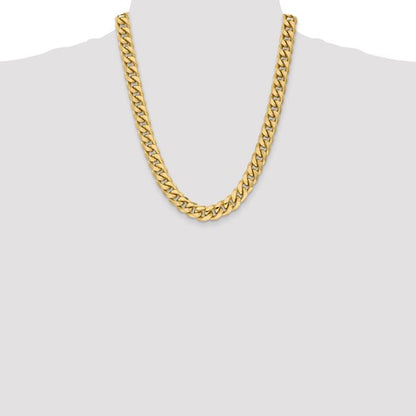 14k yellow gold 11mm miami cuban link bracelet anklet choker necklace pendant chain