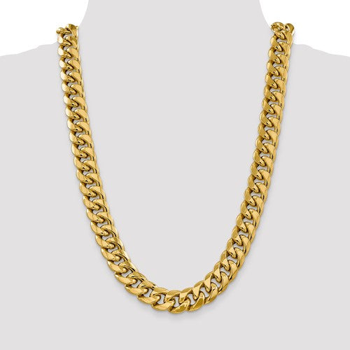 14k yellow gold 15mm miami cuban link bracelet anklet choker necklace pendant chain