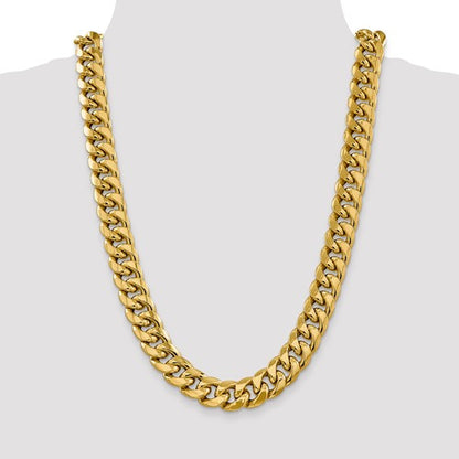 14k yellow gold 15mm miami cuban link bracelet anklet choker necklace pendant chain