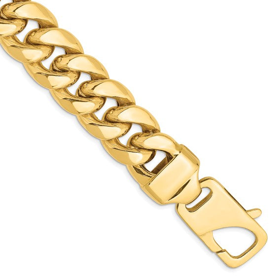 14k yellow gold 15mm miami cuban link bracelet anklet choker necklace pendant chain