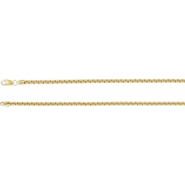 14k Yellow Rose White Gold 2.6mm Round Box Bracelet Anklet Choker Necklace Pendant Chain