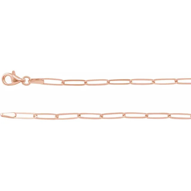 14K Yellow Rose White Gold 2.6mm Elongated Link Bracelet Anklet Choker Necklace Pendant Chain