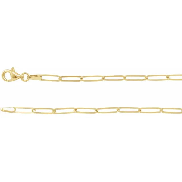 14K Yellow Rose White Gold 2.6mm Elongated Link Bracelet Anklet Choker Necklace Pendant Chain