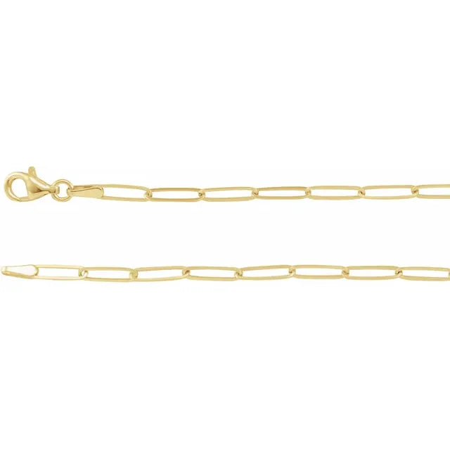 14k yellow rose white gold 2.6mm elongated link bracelet anklet choker necklace pendant chain