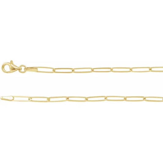 14k yellow rose white gold 2.6mm elongated link bracelet anklet choker necklace pendant chain