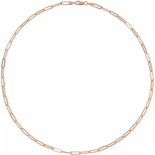14k yellow rose white gold 3.85mm elongated link bracelet anklet choker necklace pendant chain