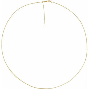14k Yellow Gold 1.1mm Threader Cable Choker Necklace Pendant Chain Adjustable