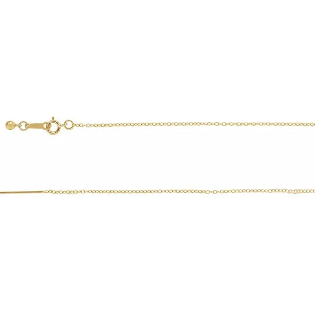 14k yellow gold 1.1mm threader cable choker necklace pendant chain adjustable
