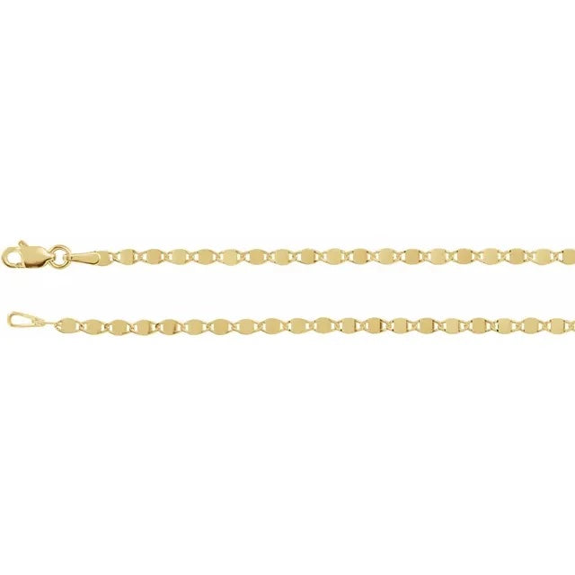 14k yellow gold 2.7mm mirror link bracelet anklet choker necklace pendant chain with lobster clasp