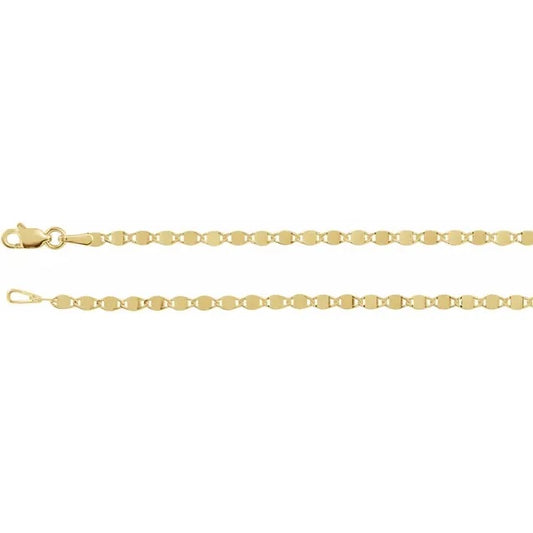 14k yellow gold 2.7mm mirror link bracelet anklet choker necklace pendant chain with lobster clasp