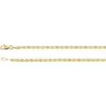 Carica l&#39;immagine nel visualizzatore di Gallery, 14k Yellow Gold 2.7mm Mirror Link Bracelet Anklet Choker Necklace Pendant Chain with Lobster Clasp
