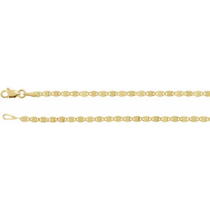 14k Yellow Gold 2.7mm Mirror Link Bracelet Anklet Choker Necklace Pendant Chain with Lobster Clasp
