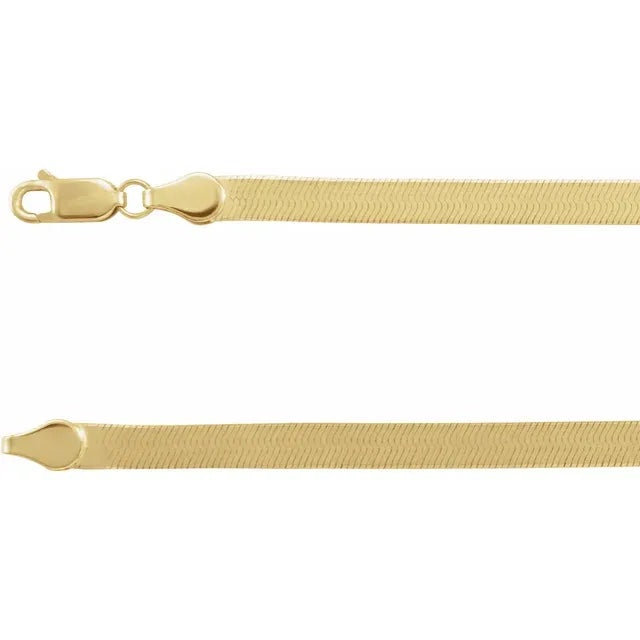 14k yellow gold 4.6mm flexible herringbone bracelet anklet choker necklace pendant chain