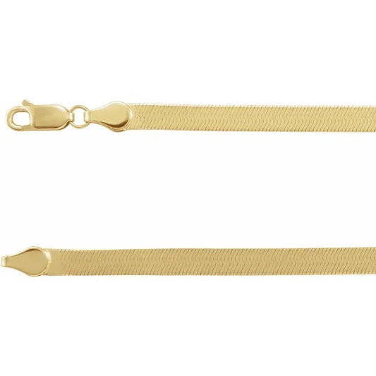 14k yellow gold 4.6mm flexible herringbone bracelet anklet choker necklace pendant chain