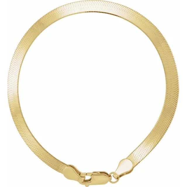 14k yellow gold 4.6mm flexible herringbone bracelet anklet choker necklace pendant chain