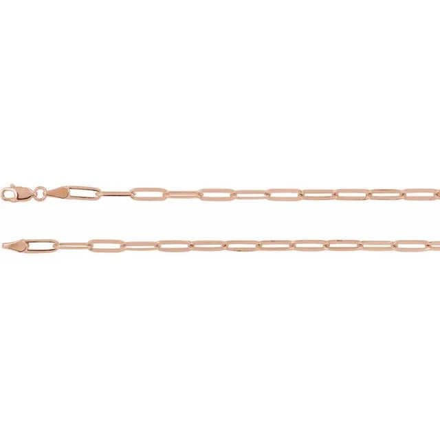 14K Yellow Rose White Gold 3.85mm Elongated Link Bracelet Anklet Choker Necklace Pendant Chain