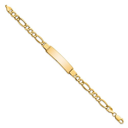 14k yellow gold figaro link id nameplate bracelet personalized engraved