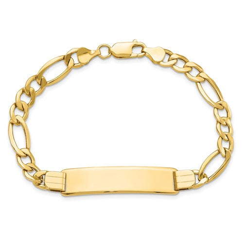 14k yellow gold figaro link id nameplate bracelet personalized engraved