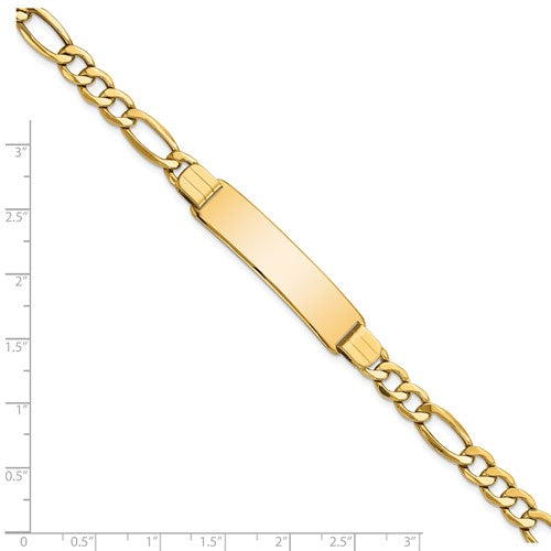 14k yellow gold figaro link id nameplate bracelet personalized engraved