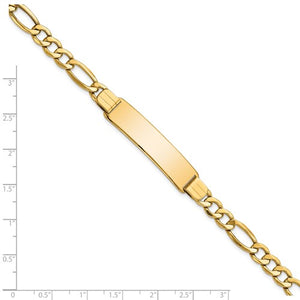 14k Yellow Gold Figaro Link ID Nameplate Bracelet Personalized Engraved