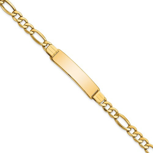 14k yellow gold figaro link id nameplate bracelet personalized engraved