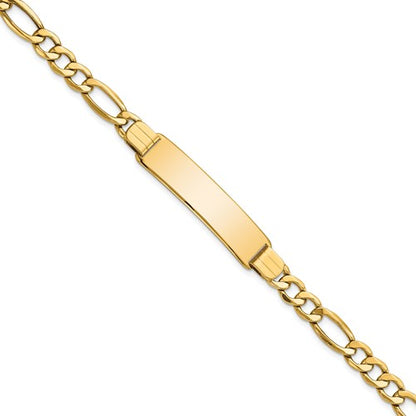 14k yellow gold figaro link id nameplate bracelet personalized engraved