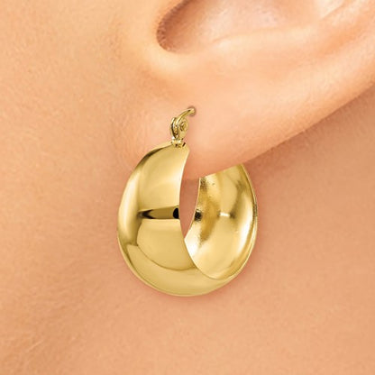 14k yellow gold classic tapered hoop earrings