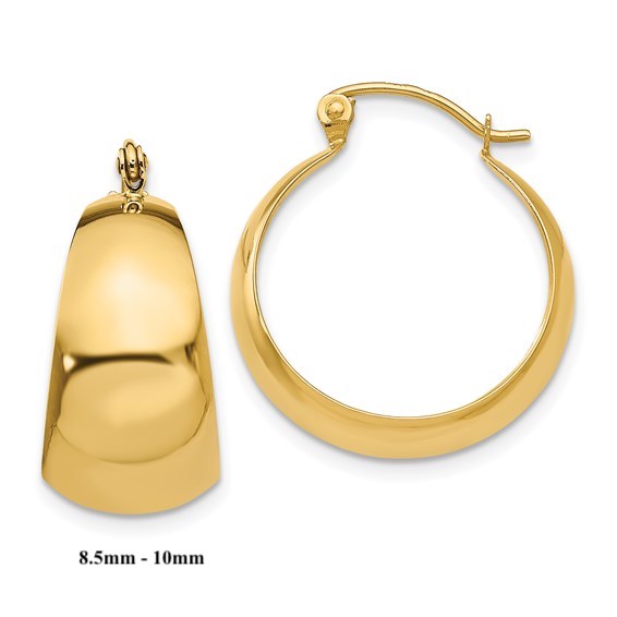 14k yellow gold classic tapered hoop earrings