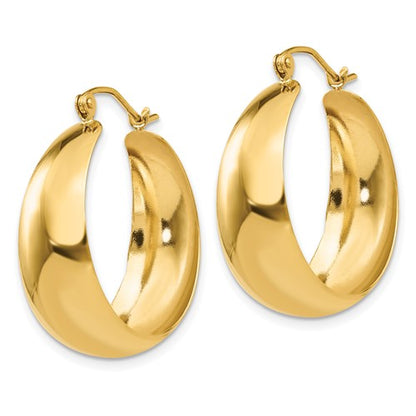 14k yellow gold classic tapered hoop earrings