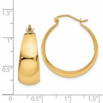 14k yellow gold classic tapered hoop earrings