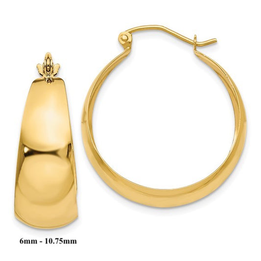 14k yellow gold classic tapered hoop earrings