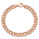 Load image into Gallery viewer, 14k Rose Gold 8mm Fancy Link Polished Textured Bracelet Chain
