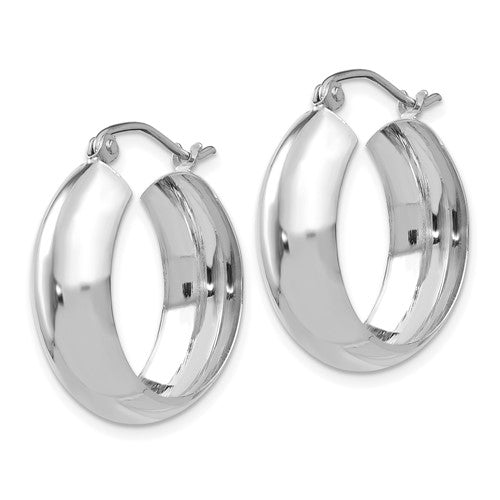 14k white gold classic round hoop earrings click top